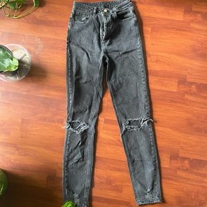 ASOS TALL WEATHERED BLACK SKINNY JEANS